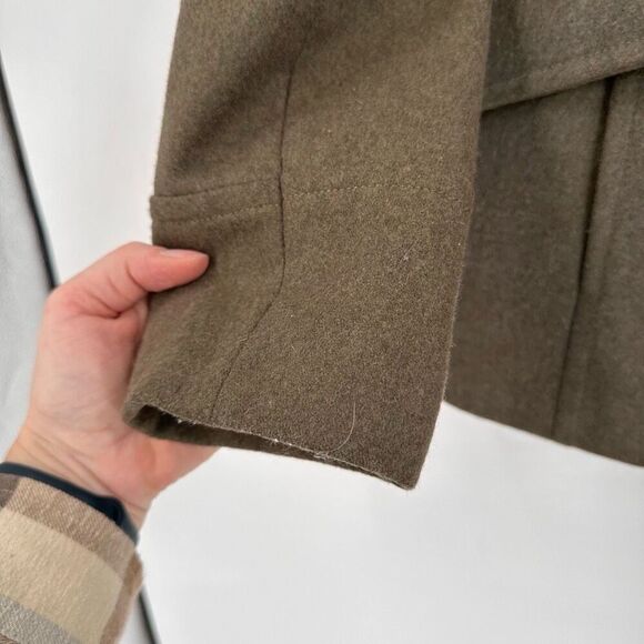 Vintage Y2K Guess Military Melange Green Wool Blend Pea Coat Medium Safari - Picture 7 of 16